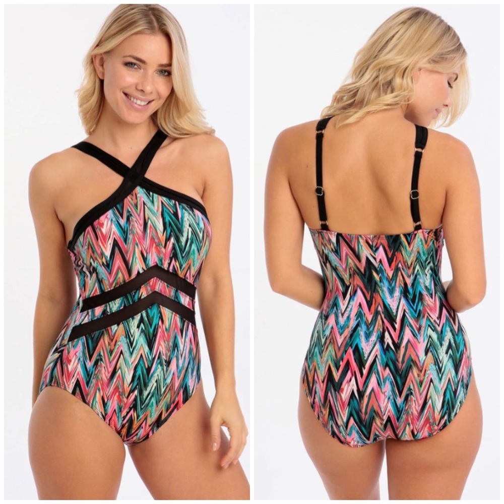Miracle Suit High Frequency Point Of View Soft Cup High Neck Swimsuit